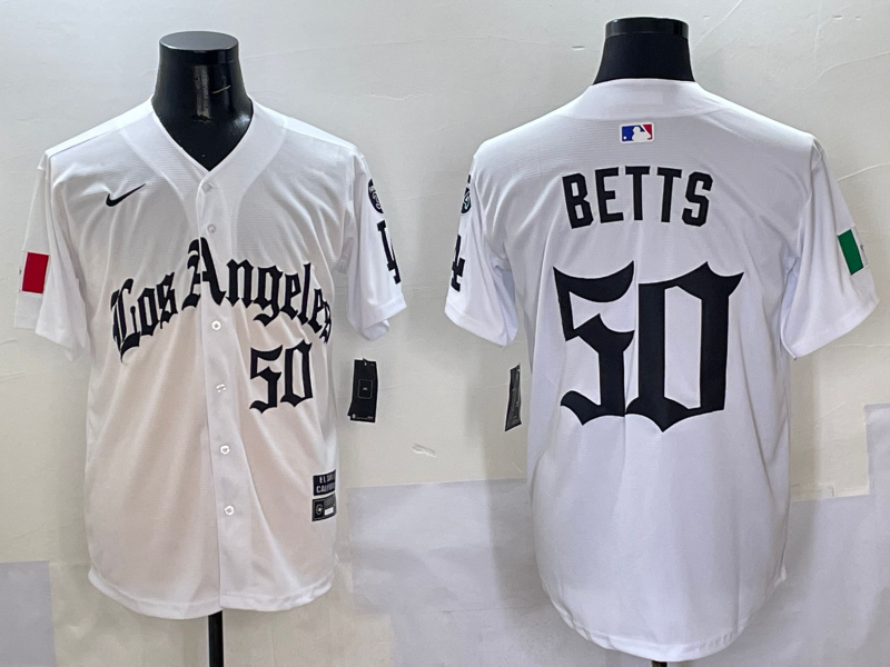 Men's Los Angeles Dodgers Mookie Betts #50 White Jersey